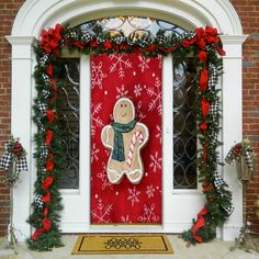 a gingerbread man is on the front door