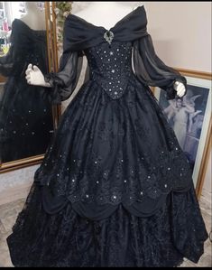 Gothic Sweet 16 Dresses, Goth Ballroom Dress, Black Gothic Ball Gown, Gothic Ballroom Dress, Vampire Princess Dress, Vampire Esthetics, Goth Ballgown, Goth Victorian Dress