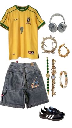 Outfit Inspo Y2k Summer, Tomboy Clothes Outfits, 2000s Tomboy Outfits, Girly Tomboy Outfits Summer, Outfit Inspo Jorts, Jorts Outfit Women’s Streetwear, Tomboy Style Outfits Summer, Soja Boy, Stud Clothes