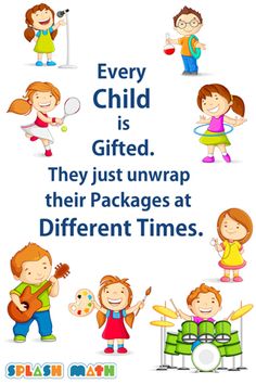 children are playing and singing together with the words every child is gifted they just unwrap their packages at different times