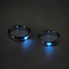 Couple Rings Silver, Dark Rings, Heart Rings, Light Jewelry, Ring Man, Glow In Dark, Versatile Jewelry, Adjustable Jewelry, Trendy Ring