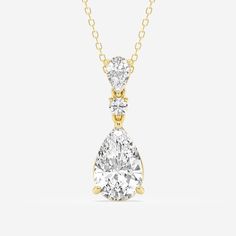 Luxury Drop-shaped Solitaire Necklace As Gift, Pear-shaped Diamond Necklace, Pear-shaped Diamond Cut Necklace For Formal Occasions, Elegant Pear-shaped Drop Necklace For Formal Occasions, Pear-shaped Cubic Zirconia Diamond Necklace For Formal Occasions, Pear-shaped Yellow Gold Diamond Necklace, Formal Pear-shaped Cubic Zirconia Diamond Necklace, Classic Yellow Gold Pear Shaped Diamond Necklace, Timeless Teardrop Drop Necklace For Formal Occasions