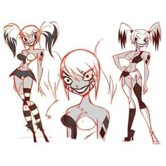 Harley concepts for Justice League: Gods and Monsters by Shane Glines regram @shaneglines via insomnesagresivos Justice League Gods And Monsters, Justice League Action, Women Villains, Harley And Ivy, Batman Animated, Gods And Monsters, Sketch Poses, Human Figure Drawing, Dc Art