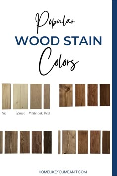 wood stain colors with the words popular wood stain colors