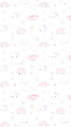 a white background with pink and blue animals on it