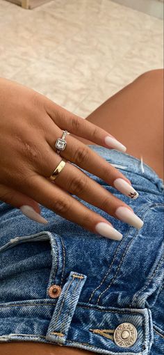 Classy Initial Nails, Classy Nails With Initial, White Acrylic Nails Coffin With Initial, White Nails With M Initial, Initialed Nails, Initials In Nails, Nails With Initial M On Them, Milky White Nails With Initial, Nails With An M Initial