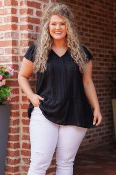 We know you will love this adorable top! This top in black is sure to turn heads with its unique lace detailing and flutter sleeves, making it a wardrobe essential! With its neutral color and modern design, this top is perfect for any occasion! 95% Polyester, 5% Spandex Casual Flutter Sleeve Tops For Night Out, Chic Black Flutter Sleeve Tops, Casual Black Top With Flutter Sleeves, Chic Tops With Lace Trim And Flutter Sleeves, Chic Lace Top With Ruffle Sleeves, Off Shoulder Dresses, Midi Dress Party, Model Fits, Babydoll Top