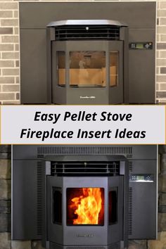 a stove with the words easy pellet stove fireplace insert ideas