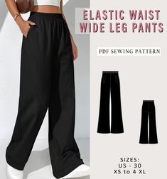 the elastic waist wide leg pants sewing pattern is easy to sew and can be worn with