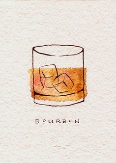 a card with an image of a glass of bourbon on the inside, and ice cubes in the middle