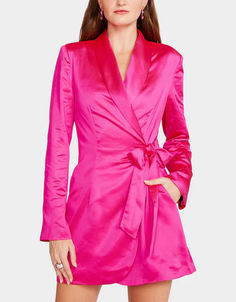 Pink Wrap Around Evening Dress A Night At The Opera, Pink Wrap, Holiday Trends, Business Meeting, Formal Style, Blazer Dress, Dress Pink, Formal Wear, Satin Finish