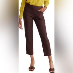 Nanette Lepore Pull On Boot Cut Pants Elastic Waist Size Xl Waist 19” Laying Flat, Stretches To 22” Rise 13” Inseam 27” Olive Color (Bonsai Green) Front Seams Pockets New With Tags Msrp$78 Fitted Capris With Elastic Waistband For Work, Brown Pull-on Style Bottoms For Fall, Brown Stretch Bottoms For Work, Brown Pull-on Bottoms For Fall, Stretch Brown Bottoms For Workwear, Fitted Capris For Workwear In Fall, Brown Pull-on Pants For Fall, Workwear Capris With Pull-on Style, Fitted Capris For Fall Workwear