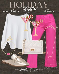 Simply Becca, Taurus Style, Hot Pink Pants, Classic Style Outfits, Winter Wonder, Cute Jeans, Pink Pants, Christmas Outfits, Holiday Style