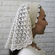 Head Covering Christian, Cotton Head Scarf, Christian Head Covering, Kerchief Scarf, Summer Country, Delicate Crochet