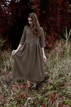 Woman Muslin Dress WINTER MOSS Colour - Etsy 3/4 Sleeve Dresses With Buttons For Fall, 3/4 Sleeve Buttoned Dresses For Fall, 3/4 Sleeve Buttoned Fall Dresses, Casual Cotton Gauze Long Sleeve Dress, Casual Long Sleeve Cotton Gauze Dress, Casual Long-sleeved Cotton Gauze Dress, Double Gauze Dress, Caramel Dress, Moss Dress