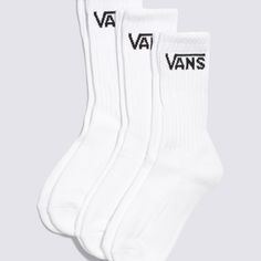 Some classics are better left unchanged. These ultra-comfortable Kids Classic Crew Socks go from school to after-school skate session. Features Vans logo at the top and vertical ribbing. 76% Cotton, 13% Nylon, 7% Polyester, 3% Elastodiene, 1% Elastane fabric | Vans Kids Classic Crew Socks 3-Pack 1-6 White Crew Socks, Tall Socks, Vans Kids, Vans Logo, Elastane Fabric, Vans Shop, After School, Girls Shopping, Crew Socks