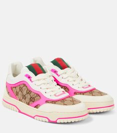 Gucci Re-Web leather sneakers in white - Gucci | Mytheresa Gucci Sneakers Women, Sneakers Gucci, Spring Sunglasses, Minimal Shoes, Bridal Bag, Gucci Sneakers, Luxury Crossbody, Sneakers Women, Latest Sneakers