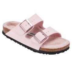 Birkenstock Arizona Shearling-Lined Slide Sandal - 20908975 | HSN Nike Hoodies For Women, Cute Uggs, Hello Kitty Shoes, Fashion Shoes Sandals, Embroidered Shoes