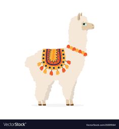 a llama with an ethnic ornament on it's back