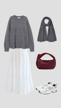 White Skirt Outfit Hijab, Hijabi Skirt Outfits, Skirt Outfits Hijab, Simple Style Outfits