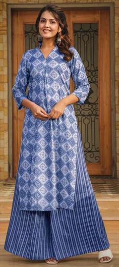 Blue color Salwar Kameez in Rayon fabric with Digital Print work Fitted Blue Lawn Suit With Printed Motifs, Blue Unstitched Cotton Dress, Blue Cotton Salwar Kameez With Block Print, Blue Anarkali Lawn Suit With Block Print, Anarkali Blue Lawn Suit With Block Print, Blue Cotton Salwar Kameez For Eid, Festive Blue Lawn Suit With Block Print, Blue Block Print Straight Kurta Lawn Suit, Blue Block Print Lawn Suit With Straight Kurta