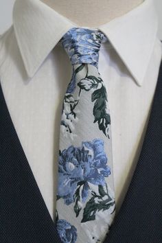 Dusty Blue Floral Jacquard Neck Tie Blue Floral Fabric, Blue Suits, Wedding Day Inspiration, Groomsmen Attire, Wedding Ties, Floral Jacquard, Wedding Mood, Blue Tie, Groom And Groomsmen