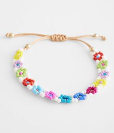 "BKE Seed Bead Floral Bracelet - White/Pink/Blue , Women's Miscellaneous Slider bracelet Measures up to 3" in diameter. Apparel & Accessories" Floral Bracelet, Diy Bracelets, Womens Bracelets, Womens Jewelry Bracelets, Apparel Accessories, Pink Blue, Seed Beads, Seeds, Buckle