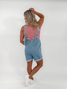 Get ready to romp in style with the Cove Denim Romper. Made from high-quality cotton denim, this piece features stylish seam detailing, adjustable straps for the perfect fit, and convenient front pockets for all your essentials. Say hello to your new favorite go-to outfit! Length: 33" Inseam: 4" Adjustable Straps Front Pocket Relaxed Fit Color May Vary From Different Viewing Device Runs True to Size with a Relaxed Fit Amy is 5'4", 34B, 3/26 Wearing a Size Small Berkley is 6 Months Pregnant in th Medium Wash Overalls For Day Out, Medium Wash Cotton Denim Jumpsuit For Day Out, Casual Shortalls Overalls For Day Out, Casual Shortalls With Side Pockets, Spring Medium Wash Overalls With Adjustable Straps, Trendy Cotton Overalls For Day Out, Casual Denim Shortalls With Pockets, Casual Relaxed Fit Shortalls For Day Out, Casual Cotton Shortalls