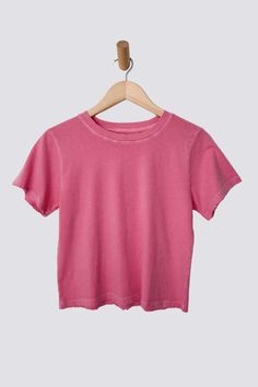 Get the perfect combo of fit and vintage charm with the darling tee. featuring a relaxed boxy silhouette gentle distressing and 90's fade it's made of us local cotton for a light airy and soft feel.    le bon shoppe used the softest local 100% cotton* low gauge knit. garment washed and dyed each tee for a beautiful natural worn-in look. fabric and garments are made in sunny los angeles with all their love!    - 100% cotton  - made in los angeles usa  -    due to the nature of pigment dye loose pigments may remain on the surface of the garments.    -do not spot clean    -washing these garments only with like colors and in cold water    -hang dry Strawberry Sorbet, Loose Pigments, Los Angeles Usa, Pullover Cardigan, Loungewear Jumpsuit, Short Coat Jackets, Short Coat, Denim Pant, Swimwear Accessories