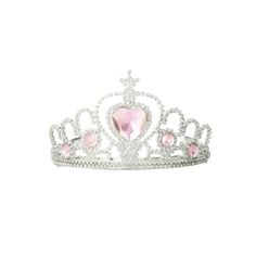 a princess tiara with pink stones and pearls on it's sides, in the shape of a heart