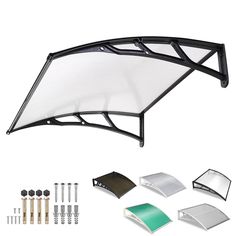 an awning is shown with accessories for the roof