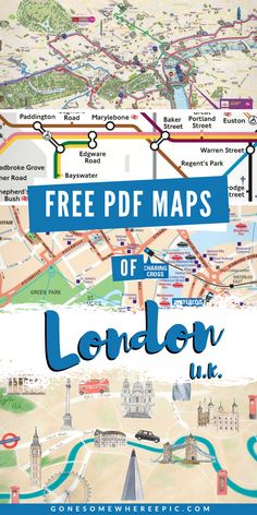 a map with the words free pdf maps of london uk on it and an image of