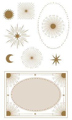 the sun and stars are shown in gold on white, with an empty area for text