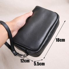 SPECIFICATIONSStyle: vintageShape: FLAPPattern Type: SolidOccasion: VersatileMain Material: GENUINE LEATHERLining Material: CottonInterior: Interior Slot PocketHardness: SoftGender: MENClosure Type: zipperSTYLE Vintage,Simple,Casual,Businessweight about 0.25kgSIZE 18*5.5*12CM L*W*H GENDER MenNote 1: 1 inch = 2.54 cm, 1cm = 0.39 inchNote 2: There might be slightly difference in color, because of the computer monitor settings.Note 3: With the difference in the measurement method, please allow 1-3 Black Wallet With Mobile Phone Bag, Large Capacity Leather Phone Clutch, Quilted Crossbody Bag, Quality Handbags, Mobile Phone Bag, Mens Leather, Small Crossbody Bag, Chest Bag, Handbags For Men