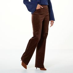 DG2 by Diane Gilman Stretch Velvet Pull-On Trouser  We are still crushing on velvet this season, and who wouldn't be with these effortlessly elegant trousers from Diane Gilman? The pull-on comfort waistband gives the illusion of a smoother tummy, while the versatile wide-leg shape creates a long-and-lean appearance. Pair them with a satin blouse and heels for a night out, or dress them down with a cozy sweater and ankle boots for a chic daytime ensemble. Velvet Straight Leg Workwear Bottoms, Velvet Straight Leg Bottoms For Work, Velvet Straight Leg Pants For Work, Fall Velvet Workwear Pants, Velvet Workwear Pants For Fall, Velvet Full-length Work Pants, Velvet Full-length Pants For Work, Fall Velvet Trousers, Formal Velvet Bottoms For Fall