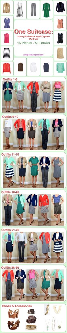 one suitcase: spring business casual capsule wardrobe Outfits For Tall Women, One Suitcase, Spring Business Casual, Look Office, Office Wardrobe, Work Flow