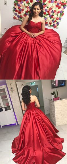 Amazing Lace Sweetheart Red Satin Ball Gown Wedding Dresses 2018 Elegant Sleeveless Quinceanera Dress For Debutante Ball, Elegant Sleeveless Quinceanera Dress, Fitted Strapless Quinceanera Dress For Party, Elegant Quinceanera Evening Dress With Corset Back, Quinceanera Dress With Sweetheart Neckline For Banquet, Elegant Quinceanera Dress With Corset Back For Debutante Ball, Quinceanera Evening Dress With Sweetheart Neckline For Prom Season, Floor-length Satin Dress For Quinceanera, Elegant Quinceanera Dress With Corset Back For Prom