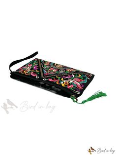 Bird in Bag - Womens Fashionable Embroidered Wallet Clutch Phone Case Embroidered Wallet, Envelope Bag, Bird In Bag, Bag Bag, Clutch Wallet, Polyester Material, Top Handle, Envelope, Phone Case