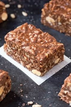 chocolate granola bars with nuts on top