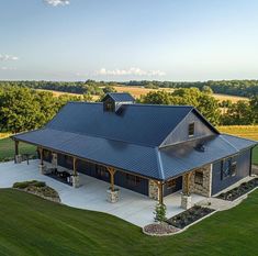 an aerial view of a house in the country