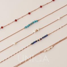 These Rose Gold chain anklets feature either natural gemstones or Freshwater pearls and they will be your new fave staple all season long. High quality waterproof anklets: lead free, no tarnish, hypoallergenic ankle bracelets.  Ideal as beach anklets, Birthday Gift, Friendship Gift or Gift for your Girlfriend. --------------------------------- ► PRODUCT DETAILS * Rose gold plated ( thick 2 micron) * Waterproof * Won't turn skin green * Won't irritate skin * DOESN'T TARNISH * Length is considered Gift Anklets With Tiny Beads, Dainty Rose Gold Summer Jewelry, Rose Gold Bracelets As Summer Gifts, Rose Gold Bracelets For Summer Gift, Summer Rose Gold Bracelets Gift, Summer Gift Rose Gold Bracelet, Dainty Beaded Chain Jewelry For Summer, Rose Gold Jewelry With Tiny Beads For Gift, Summer Dainty Beaded Chain Jewelry