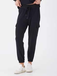 Margot Modal Terry Cargo Jogger Threads 4 Thought Utility Drawstring Sweatpants For Loungewear, Utility Style Drawstring Sweatpants For Loungewear, Utility Sweatpants With Drawstring For Loungewear, Comfortable Leisure Joggers With Pockets, Stretch Cargo Pants For Loungewear, Comfort Stretch Black Sweatpants With Pockets, Comfortable Joggers With Side Pockets For Leisure, Black Comfort Stretch Sweatpants With Pockets, Utility Relaxed Fit Joggers For Loungewear