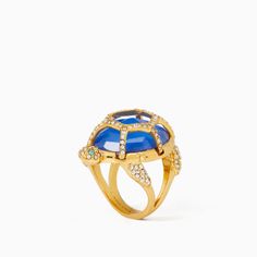 Kate Spade Ksny Paradise Found Cocktail Statement Ring Gold Plated Ring Size 6 Nwt With Dust Bag Ships From A Pet And Smoke-Free Home Kate Spade Elegant Gold Ring, Elegant Kate Spade Gold Rings, Elegant Blue Kate Spade Jewelry, Turtle Cocktail, Gold Statement Ring, Paradise Found, 6 Rings, Spade Jewelry, Kate Spade Jewelry