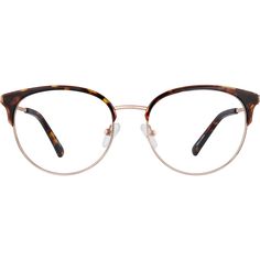 Get jet-set chic with these luxe half-rim browline glasses. The lightweight metal eyeglasses with glossy acetate eyeglasses front features a metal bridge and temple arms. For added comfort the style has spring hinges acetate temple tips and adjustable nose pads. It is available in black and gold or tortoiseshell and copper with blue metal temple arms and tortoiseshell temple tips. | Zenni Women's Browline Prescription Eyeglasses Tortoise Shell Mixed Browline Glasses Aesthetic, Tortoiseshell Glasses, Browline Glasses, Metal Bridge, Metal Eyeglasses, Classic Vibe, Rim Design, Zenni Optical, Oval Face Shapes