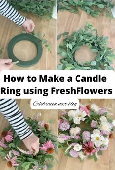 how to make a candle ring using fresh flowers for wreaths and centerpieces