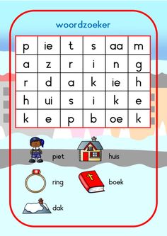 a word search game with words and pictures to help children learn how to read them