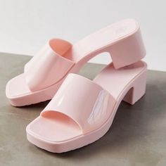 Brand New With Tag Trendy Platform Slip-on Jelly Sandals, Trendy Summer Platform Jelly Sandals, Trendy Slip-on Platform Jelly Sandals, Casual Platform Jelly Sandals For Spring, Pink High Heel Jelly Sandals For Summer, Trendy Spring Jelly Sandals With Round Toe, Trendy Round Toe Jelly Sandals For Spring, Trendy Slip-on Jelly Sandals For Spring, Trendy Open Toe Jelly Sandals For Spring