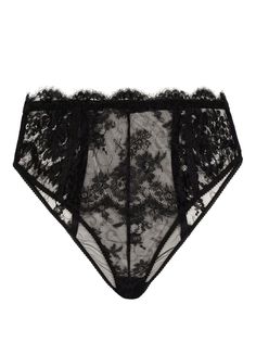 black stretch-design floral-lace detailing high-waisted scallop edge Just a reminder that this piece must be tried on over your own garments. Dream Wishlist, Digital Closet, Scallop Edge, Lingerie Outfits, Dolce E Gabbana, Luxury Lingerie, Vintage Lingerie, Design Floral, Black Stretch