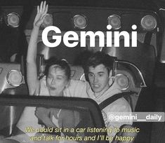 two young men sitting in a car with the caption gemini daily, we could sit in a car listening to music and talk for hours and all i'll be happy