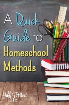 a stack of books and pencils with the title, a quick guide to homeschool